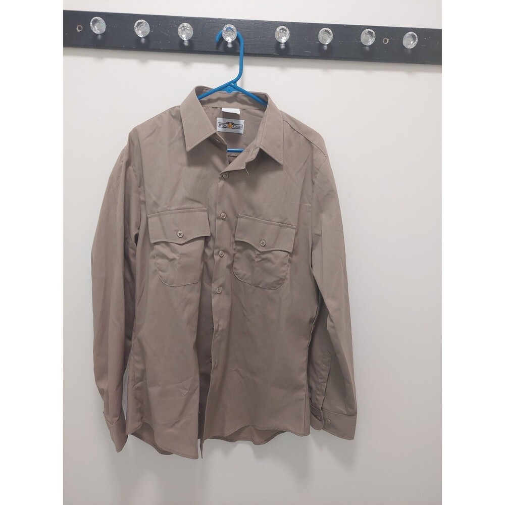 Flying Cross Uniform Shirt Brown Long Sleeves Size 17 Tall